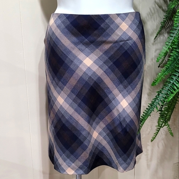 Brooks Brothers Plaid A-line 100% Wool Skirt Sz 14 - Picture 1 of 13